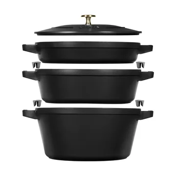 Staub Pot & saucepan set stackable 5 pieces - Black - STAUB