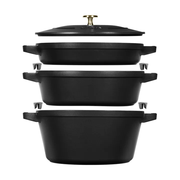 Staub Pot & saucepan set stackable 5 pieces - Black - STAUB