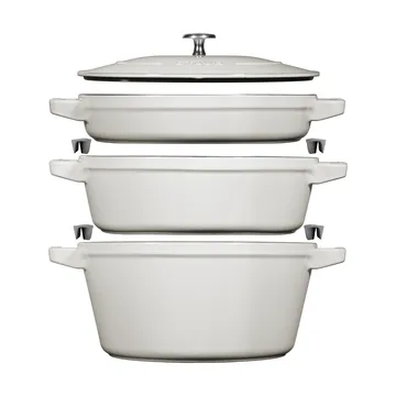 Staub Pot & saucepan set stackable 5 pieces - White truffle - STAUB