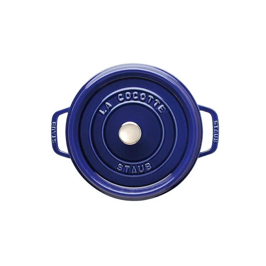 Staub round casserole dish. Three layers of enamel 3.8 l, Dark blue STAUB