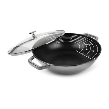 Wok with glass lid Ø30 cm 4.4 L - grey - STAUB