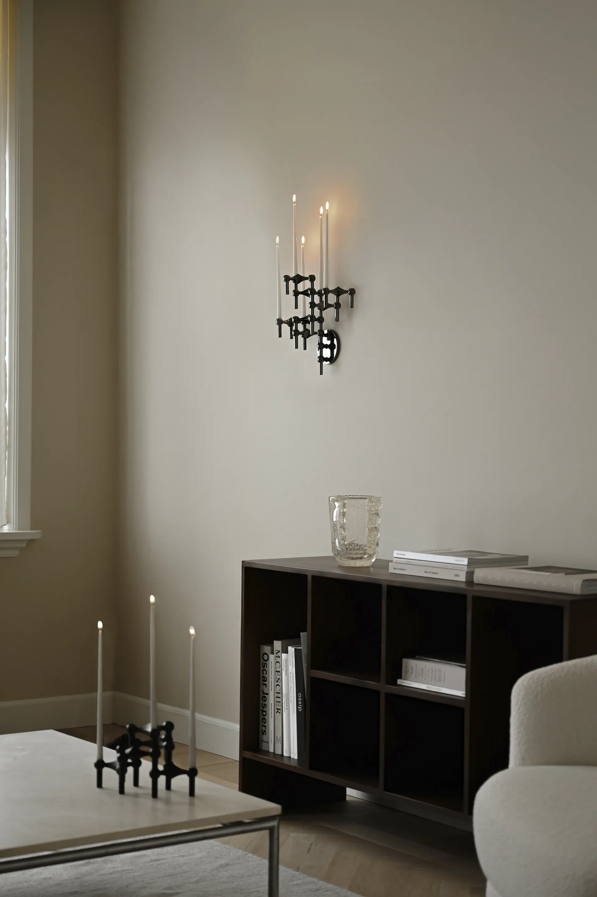 Nagel candle holder, Black chrome STOFF Nagel