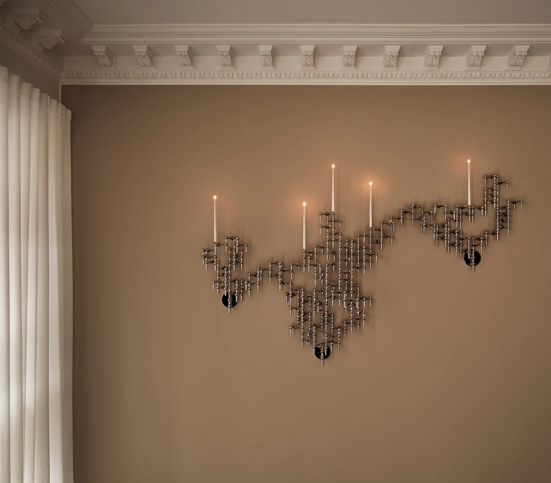 STOFF Nagel candle holder wall-mounted, Chrome STOFF Nagel