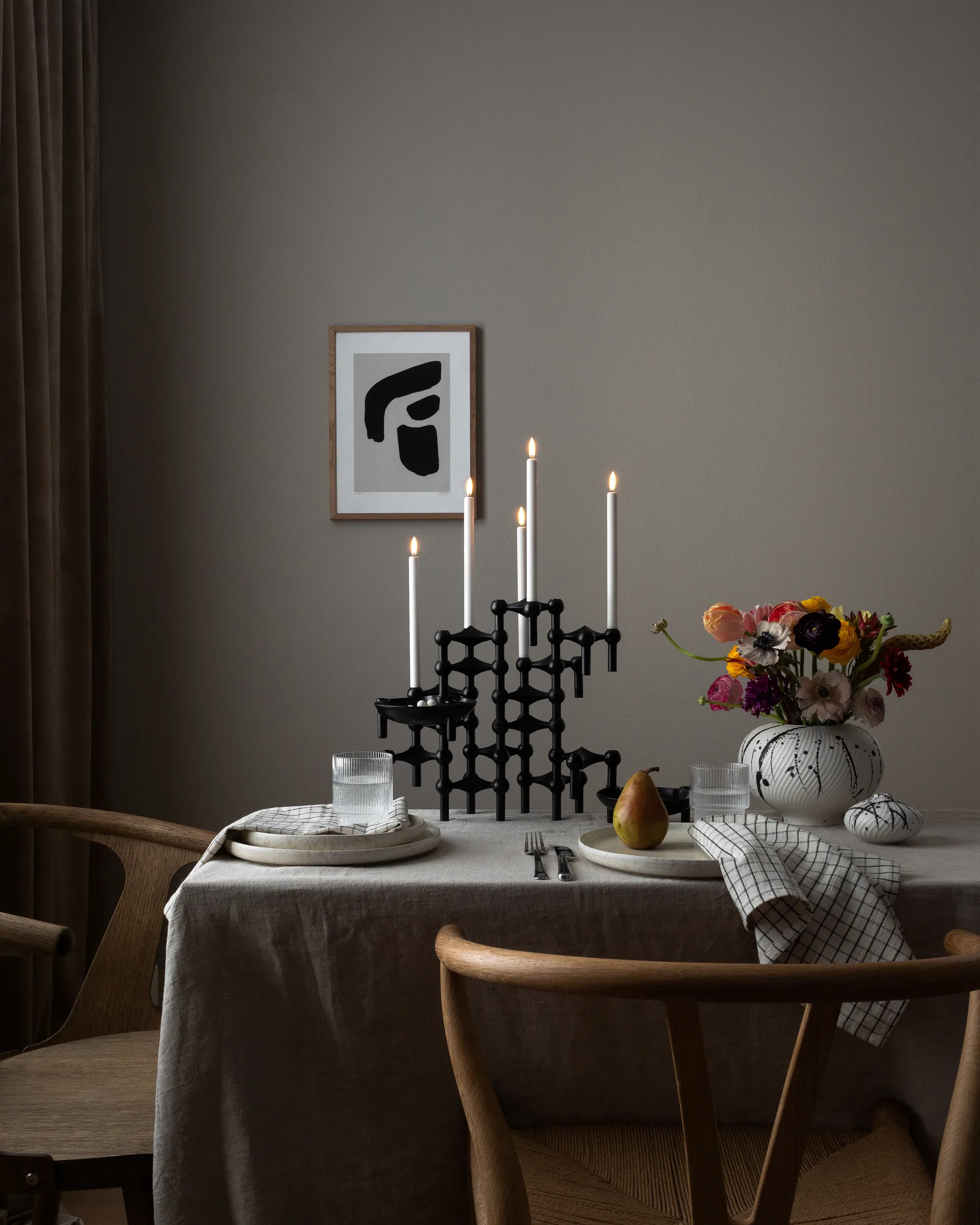 STOFF Nagel candle sticks 3-pack, black STOFF Nagel