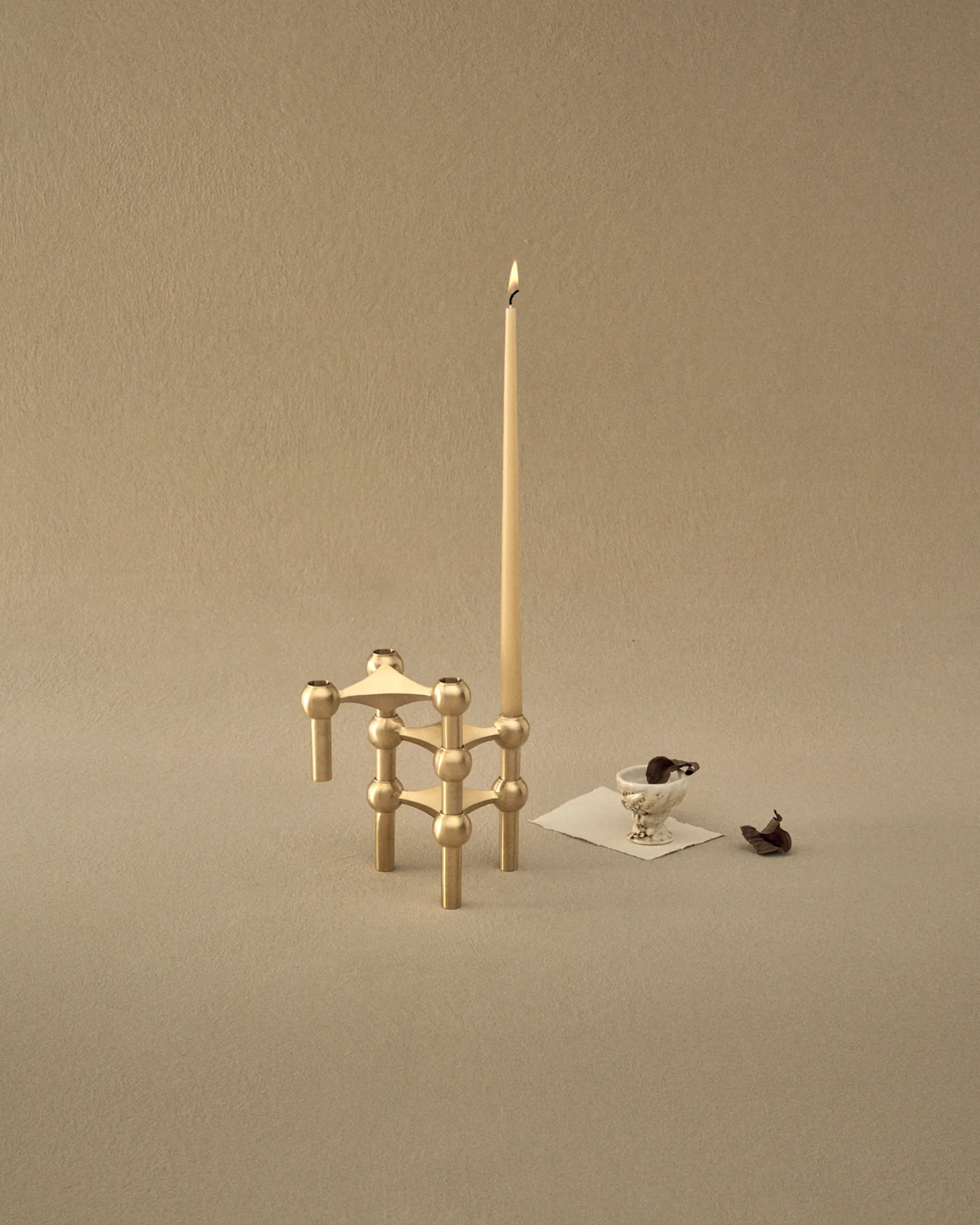 STOFF Nagel candle sticks 3-pack, Brushed brass STOFF Nagel