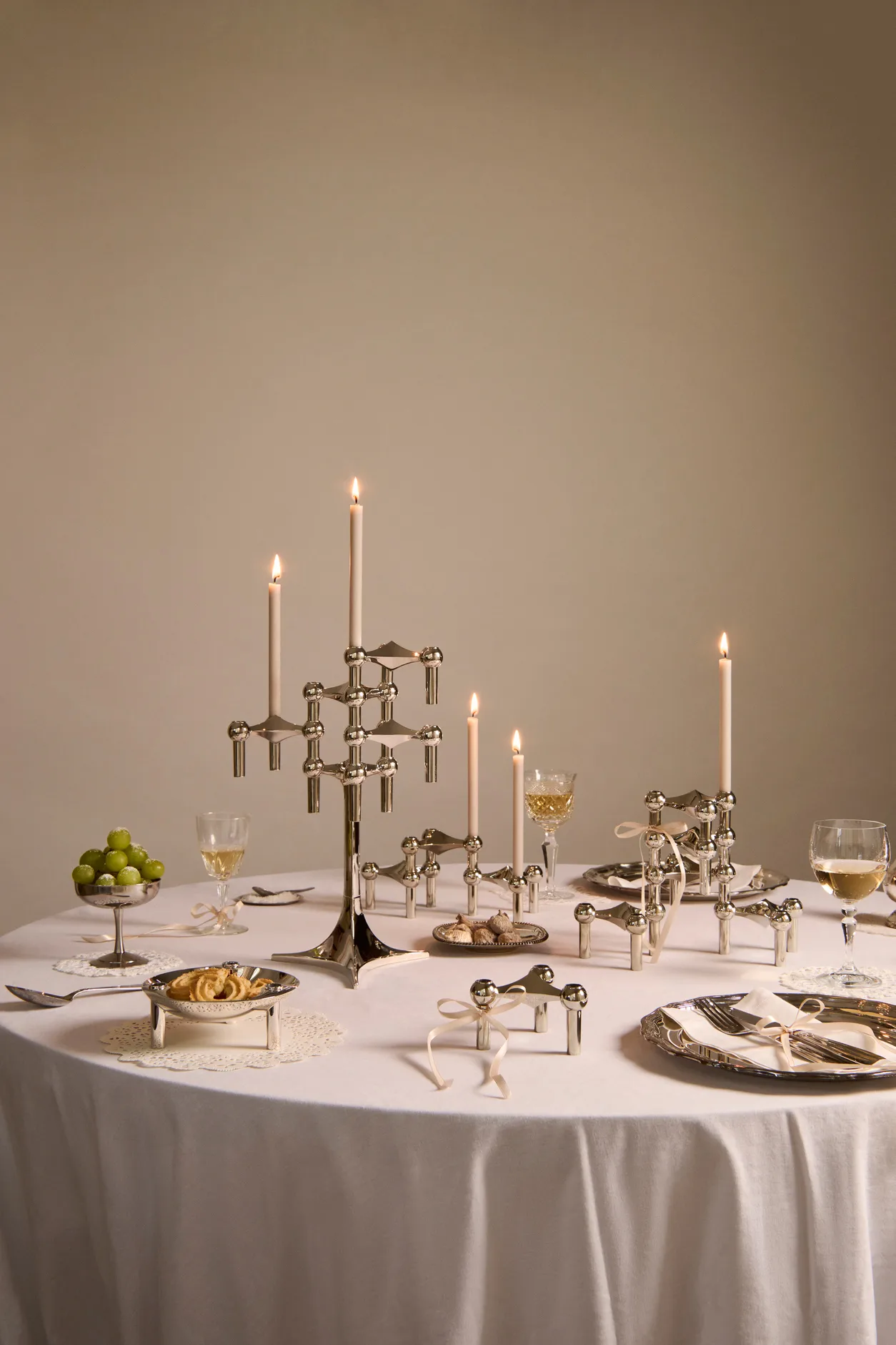 STOFF Nagel candle sticks 3-pack, chromium STOFF Nagel