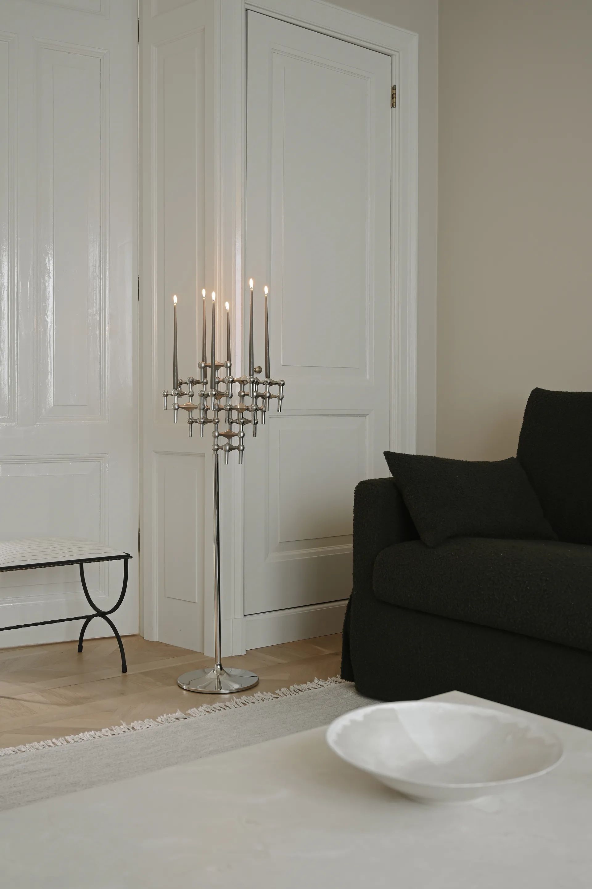 STOFF Nagel floor candle sticks 70 cm, Chrome STOFF Nagel