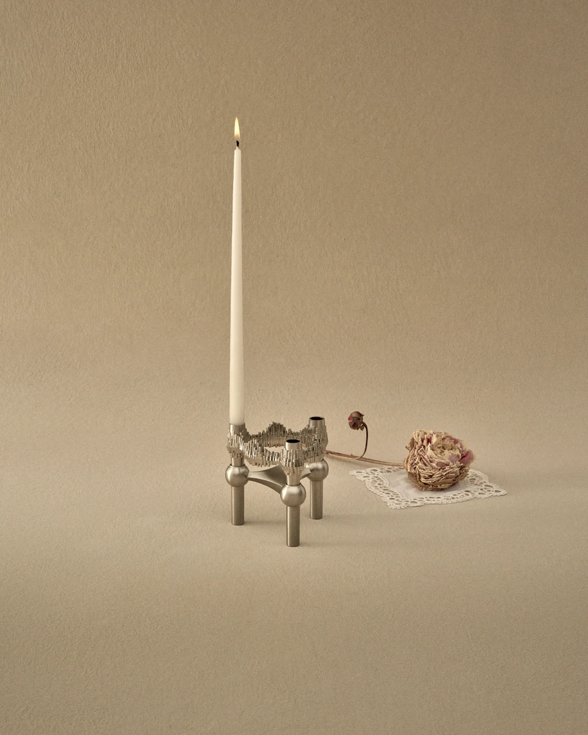 STOFF Nagel Quist candle holder, Brushed chrome STOFF Nagel