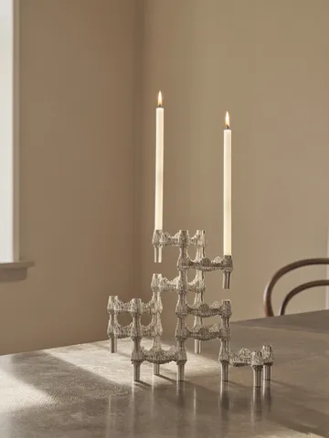 STOFF Nagel Quist candlestick 3-pack - Brushed chrome - STOFF Nagel