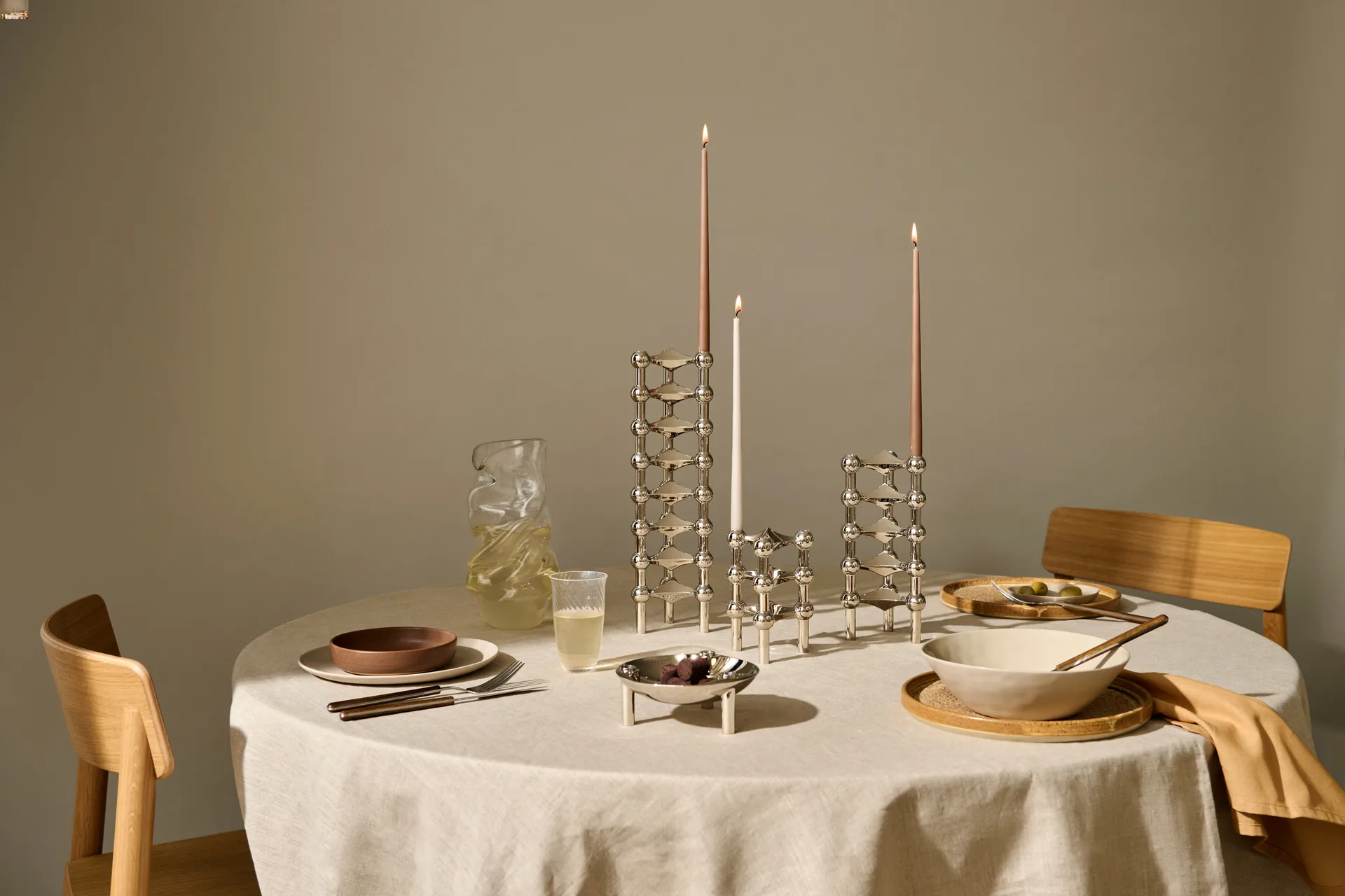 STOFF Nagel tapered candle by ester & erik 6-pack, Soft brown STOFF Nagel