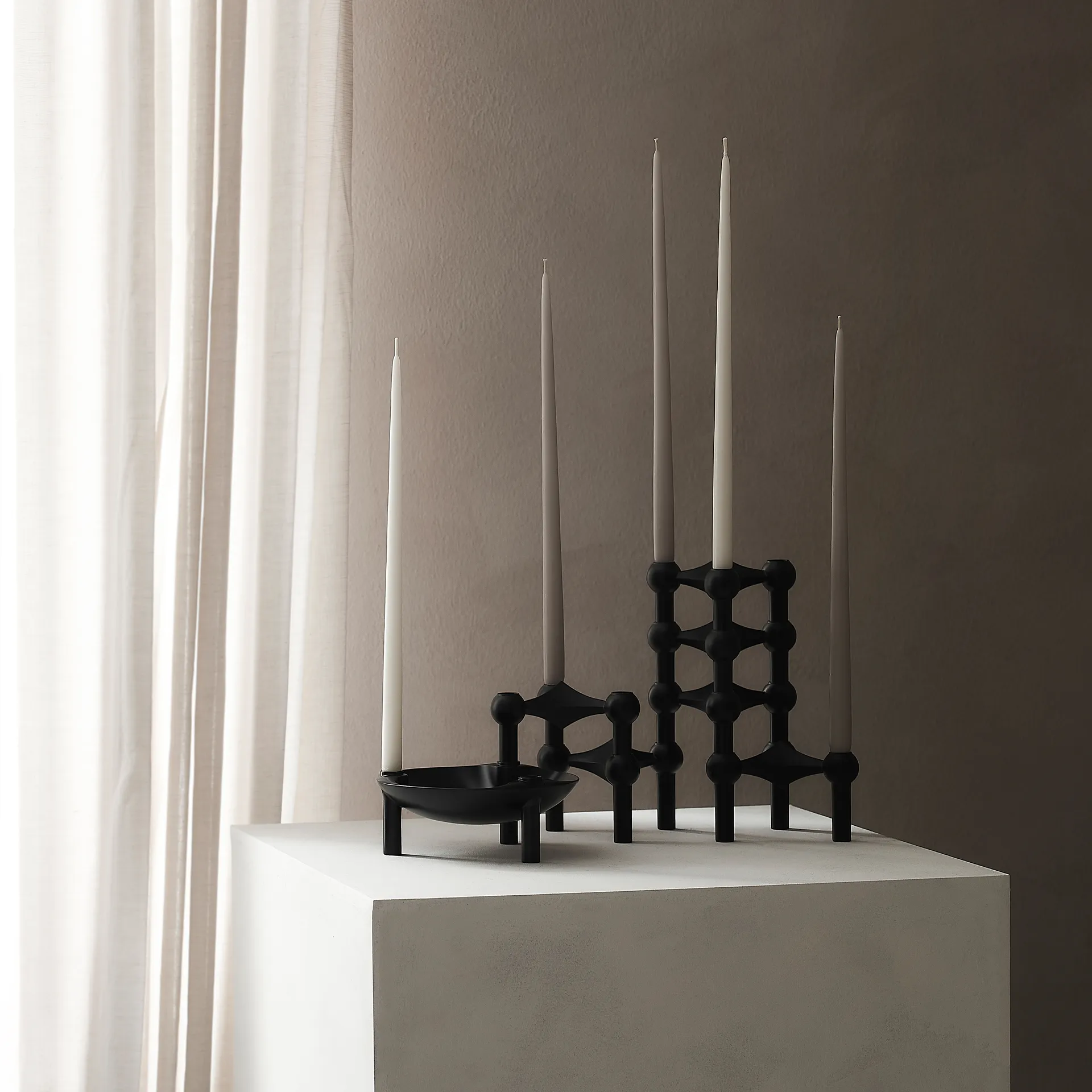 STOFF Nagel tapered candle by ester & erik 6-pack, Warm grey STOFF Nagel