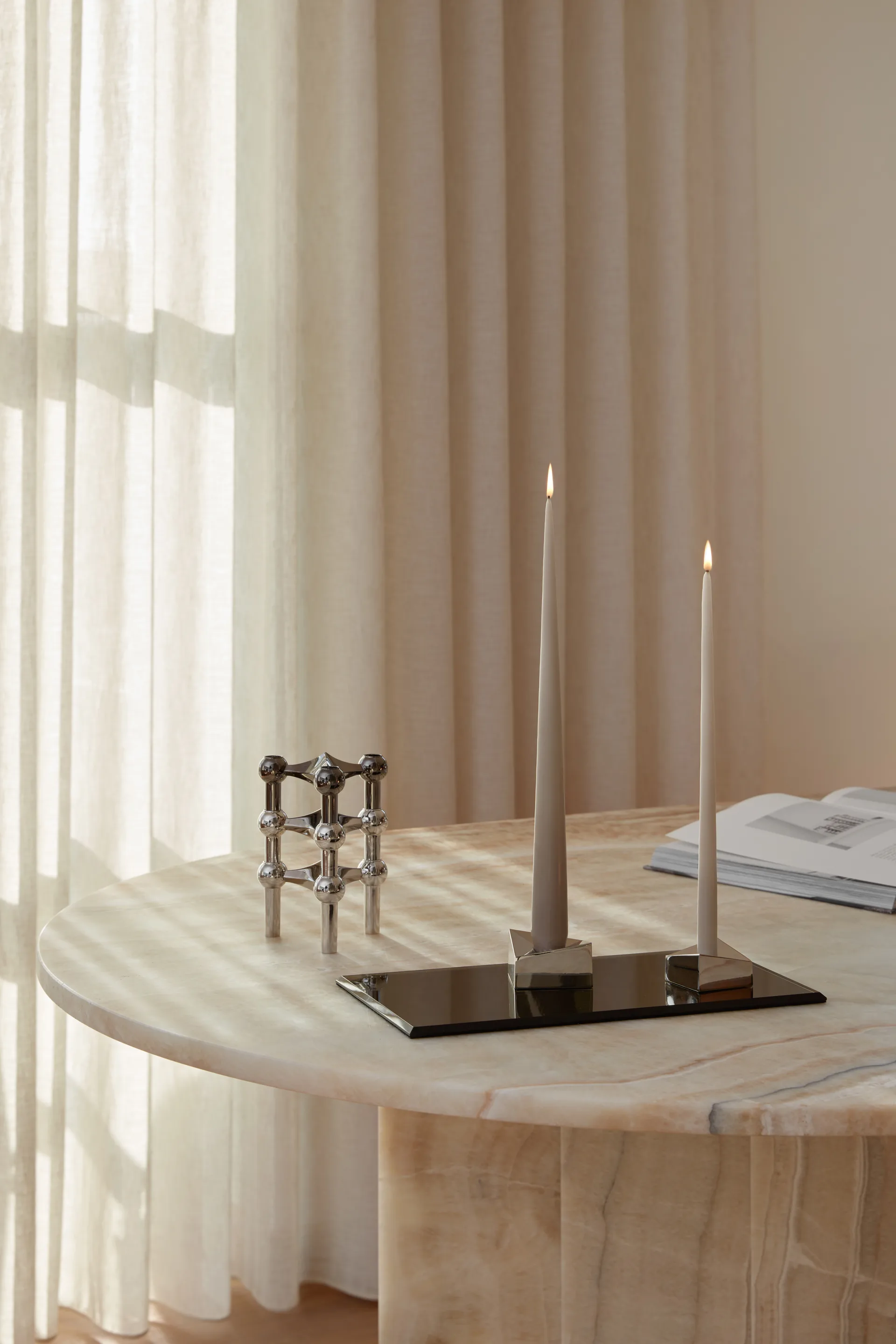 STOFF Nagel tapered candle by ester & erik 6-pack, Warm grey STOFF Nagel