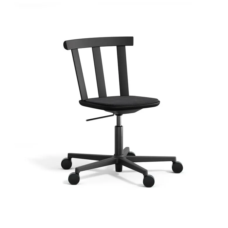 Alt chair swivel base upholstered seat birch, Hallingdal 65-180 black-matte black 99 Stolab