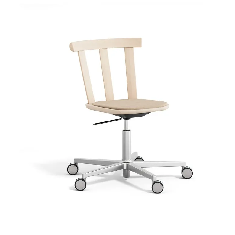 Alt chair swivel base upholstered seat birch, Hallingdal 65-200 beige-light matte lacquer Stolab