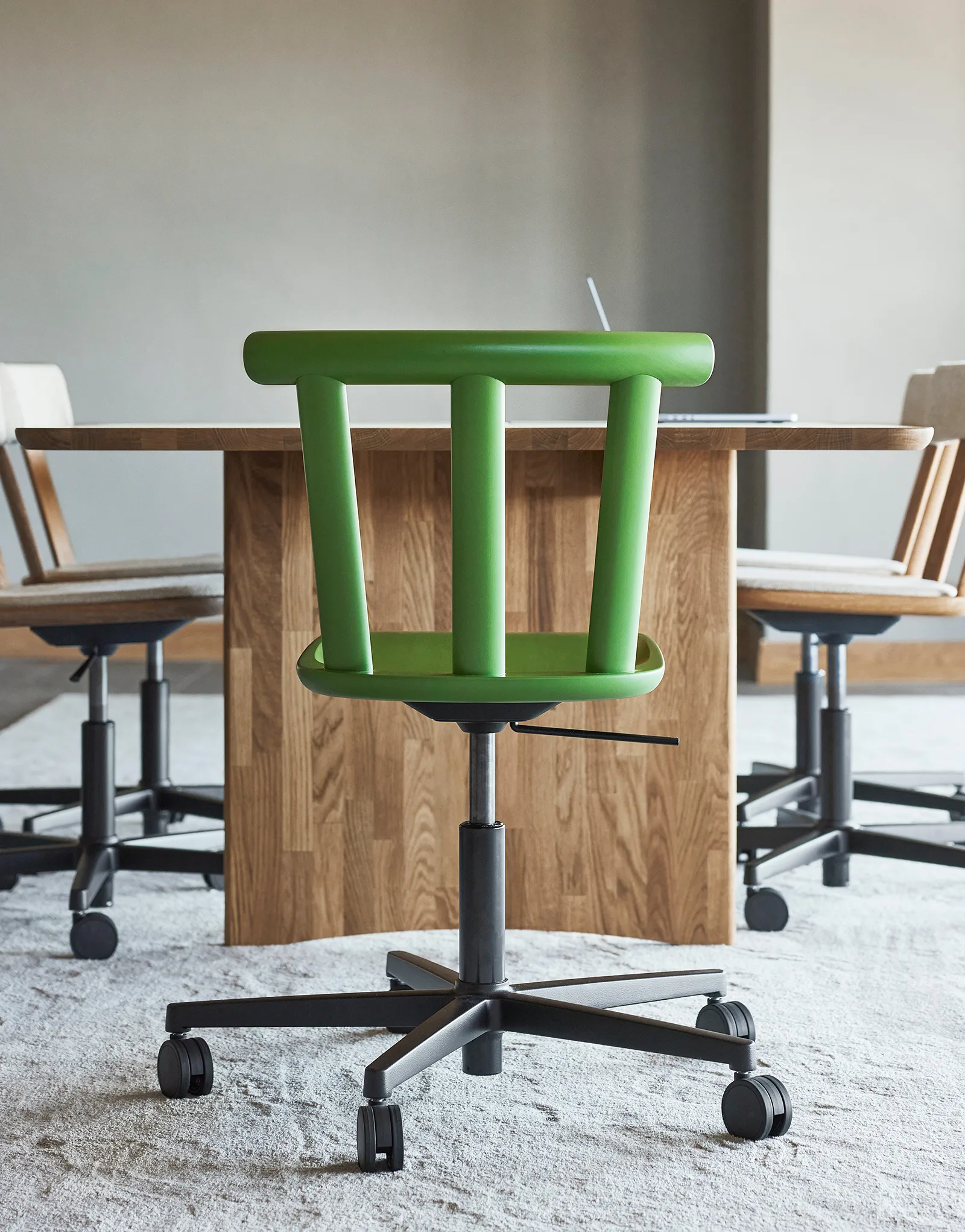 Alt chair swivel base upholstered seat birch, Hallingdal 65-960 green-moss green 16 Stolab