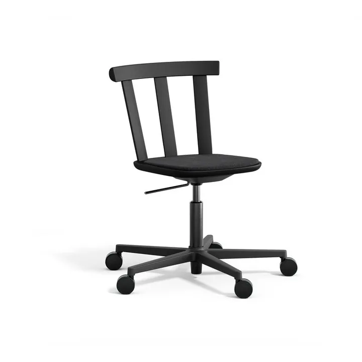 Alt chair swivel base upholstered seat oak - Hallingdal 65-180 black-matte black 99 - Stolab