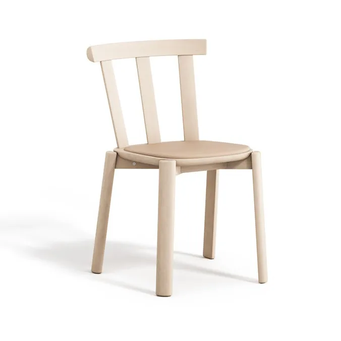 Alt chair upholstered seat birch, Elmovegeta 22011-light matte lacquer Stolab