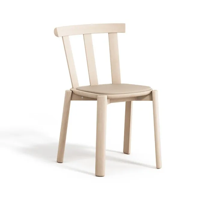 Alt chair upholstered seat birch, Hallingdal 65-200 beige-light matte lacquer Stolab