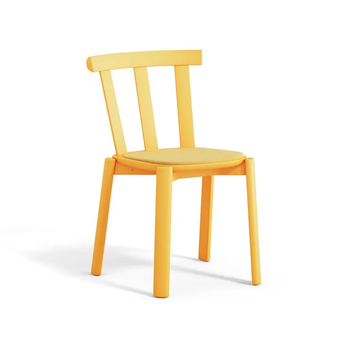 Alt chair upholstered seat birch - Hallingdal 65-407 yellow-clear yellow 80 - Stolab