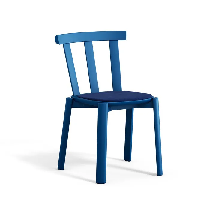 Alt chair upholstered seat birch, Hallingdal 65-754 blue-Baltic Blue 28 Stolab