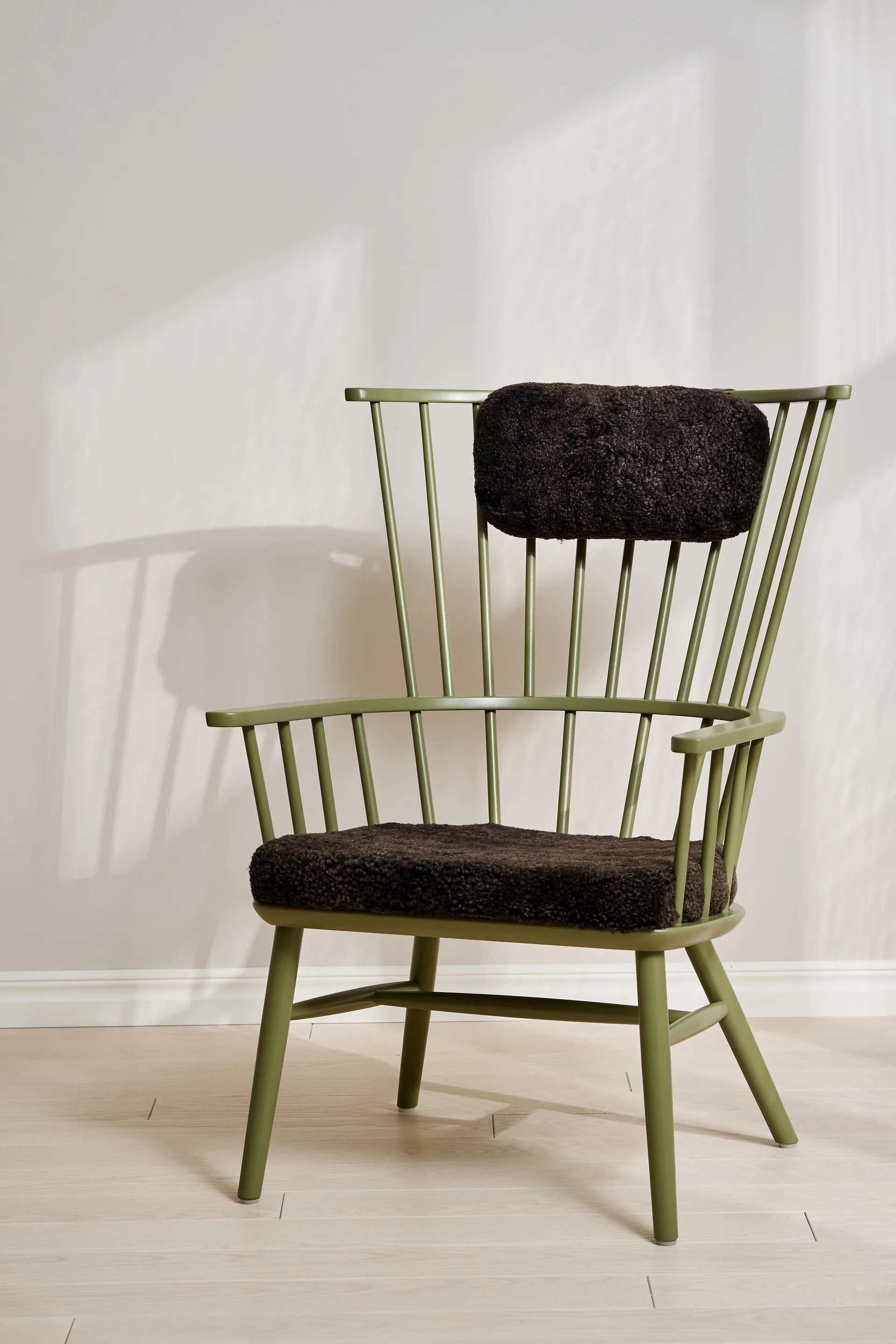 Henriette armchair cushion&headrest Olive green-Espresso,  Stolab