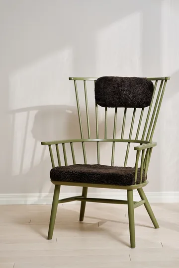 Henriette armchair cushion&headrest Olive green-Espresso - Stolab