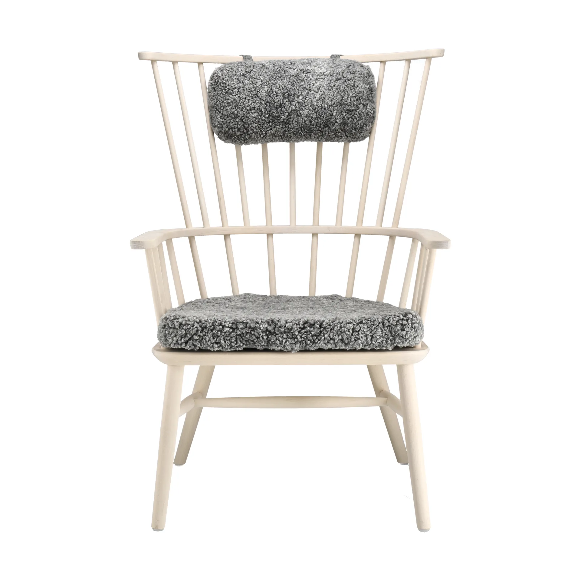Henriette armchair cushion&headrest White oiled-Scand. grey,  Stolab