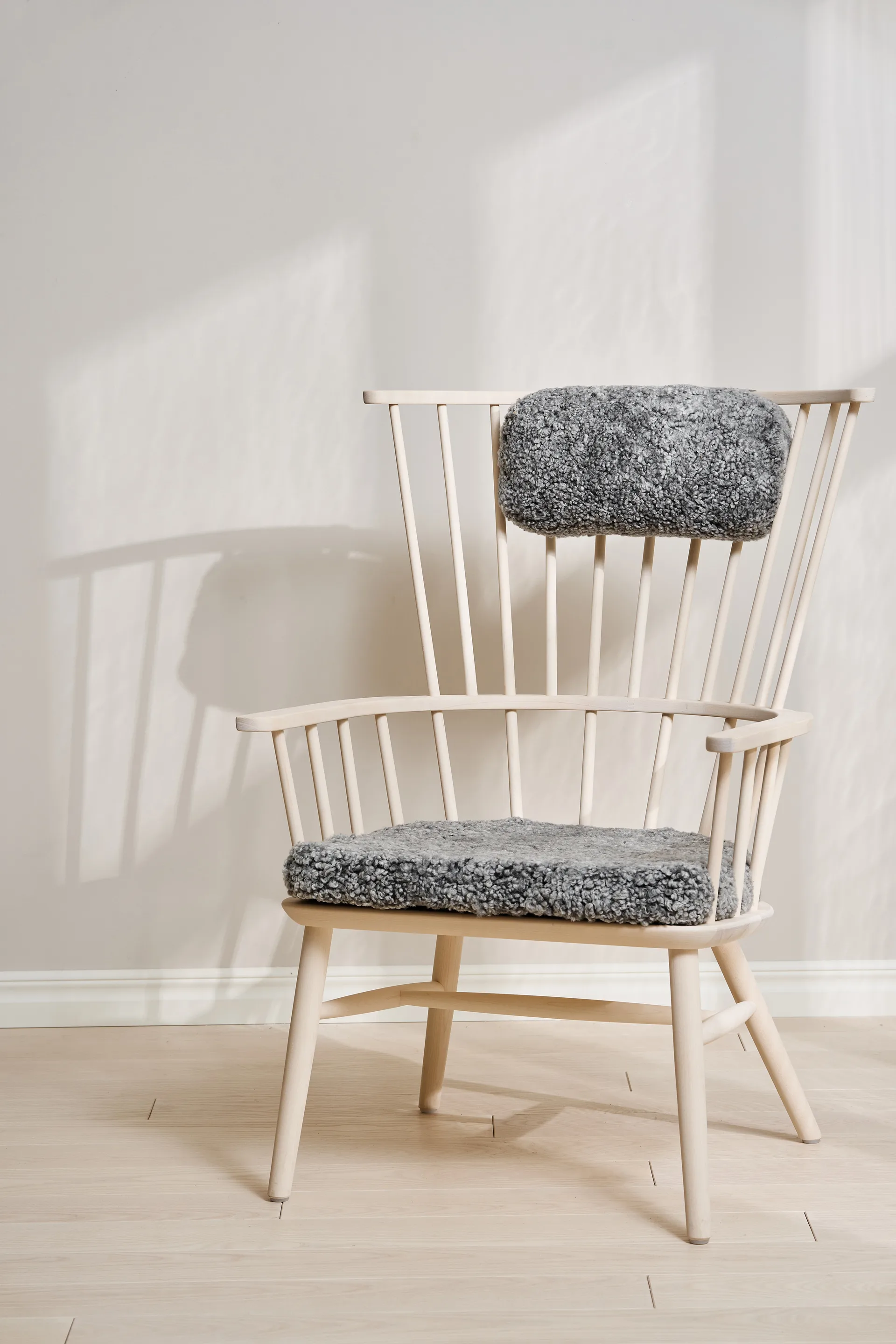 Henriette armchair cushion&headrest White oiled-Scand. grey,  Stolab