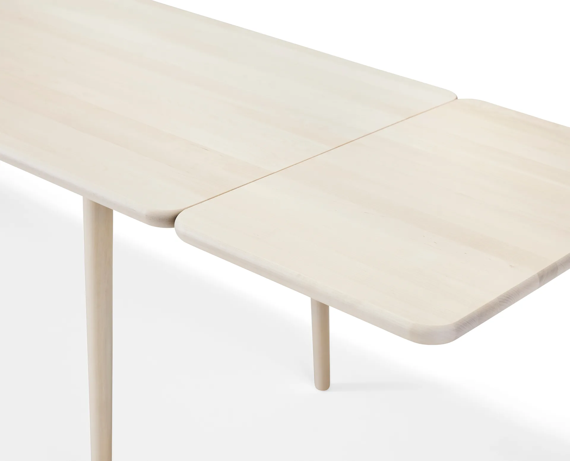Miss Holly dining table. 175x100 cm, Birch white oiled, 1 extension piece Stolab