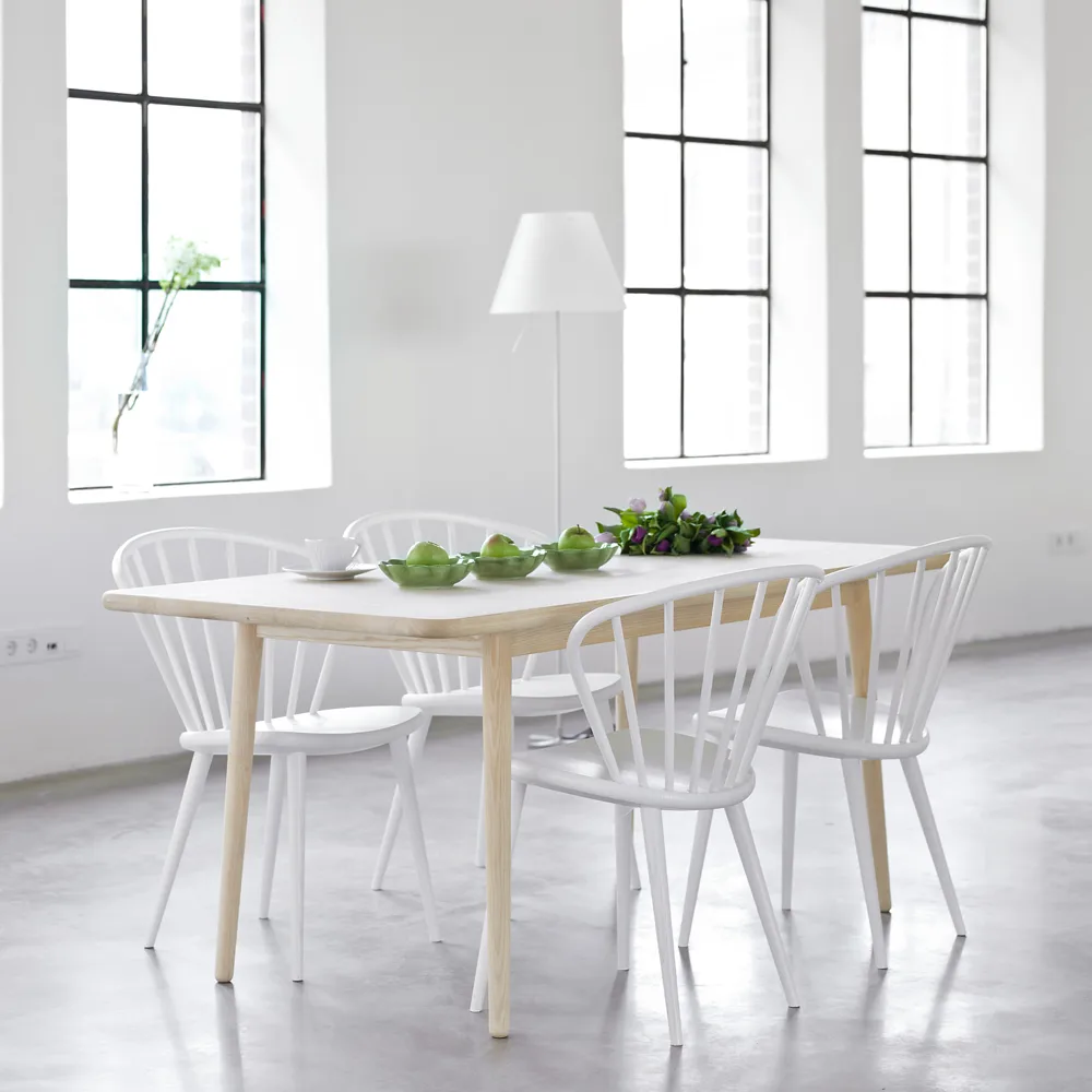 Miss Holly dining table. 235x82 cm, Birch light matt lacquer. 2 inserts Stolab