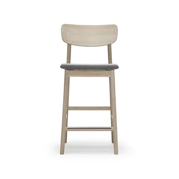 Prima Vista bar stool - Fabric blues 9202 brown/beige. white oil oak stand - Stolab