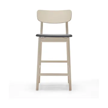 Prima Vista bar stool - Leather Elmosoft black-lightt matt lacquered birch stand, 65 cm - Stolab