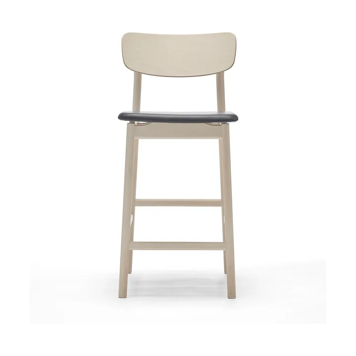 Prima Vista bar stool - Leather Elmosoft black-lightt matt lacquered birch stand, 65 cm - Stolab