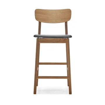 Prima Vista bar stool - Leather Elmosoft black. natural oil oak stand, 65 cm - Stolab