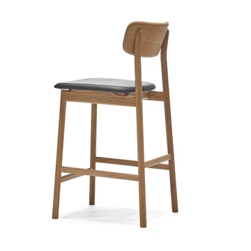 Prima Vista bar stool - Leather Elmosoft black. natural oil oak stand, 65 cm - Stolab