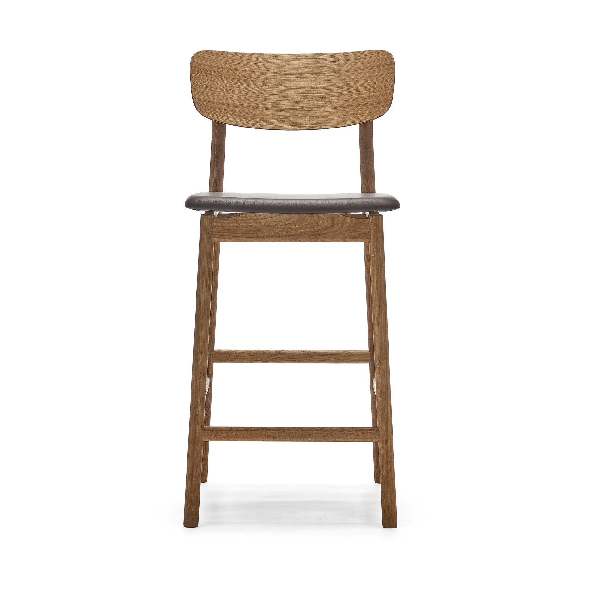 Prima Vista bar stool, Leather Elmosoft dark brown. natural oil oak stand Stolab