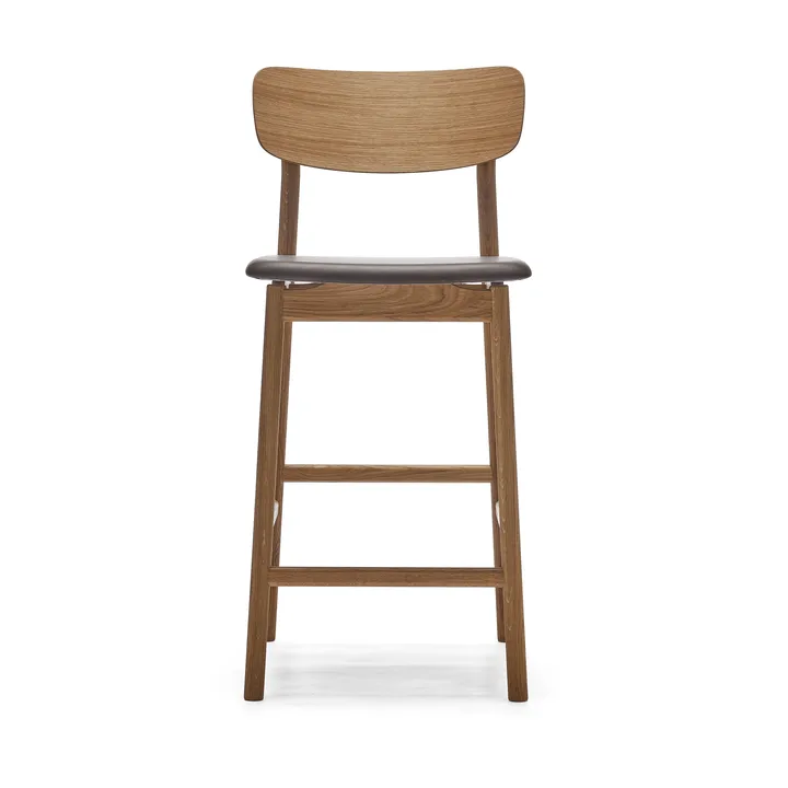 Prima Vista bar stool - Leather Elmosoft dark brown. natural oil oak stand - Stolab