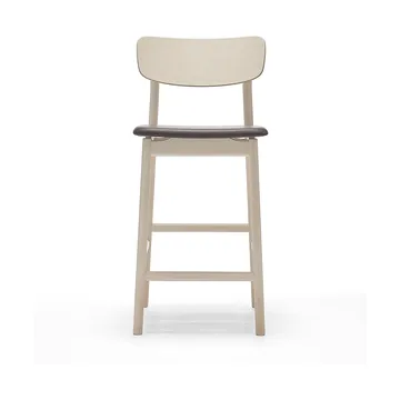 Prima Vista bar stool - Leather Elmosoft darkbrown-lightt matt lacquered birch stand, 65 cm - Stolab