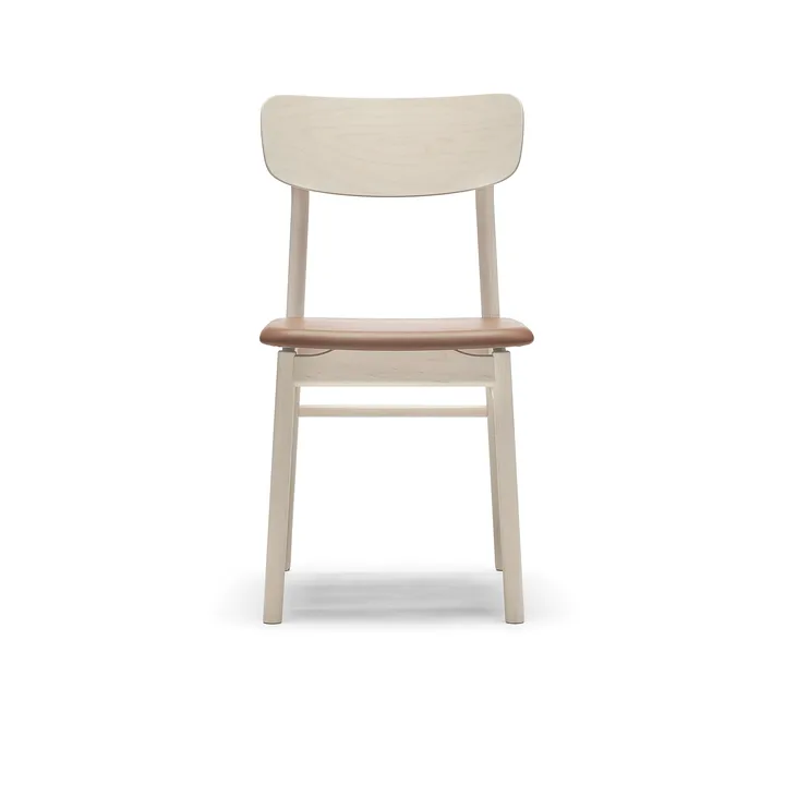 Prima Vista chair - Elmosoft leather 43807 cognac-birch light matte finish - Stolab