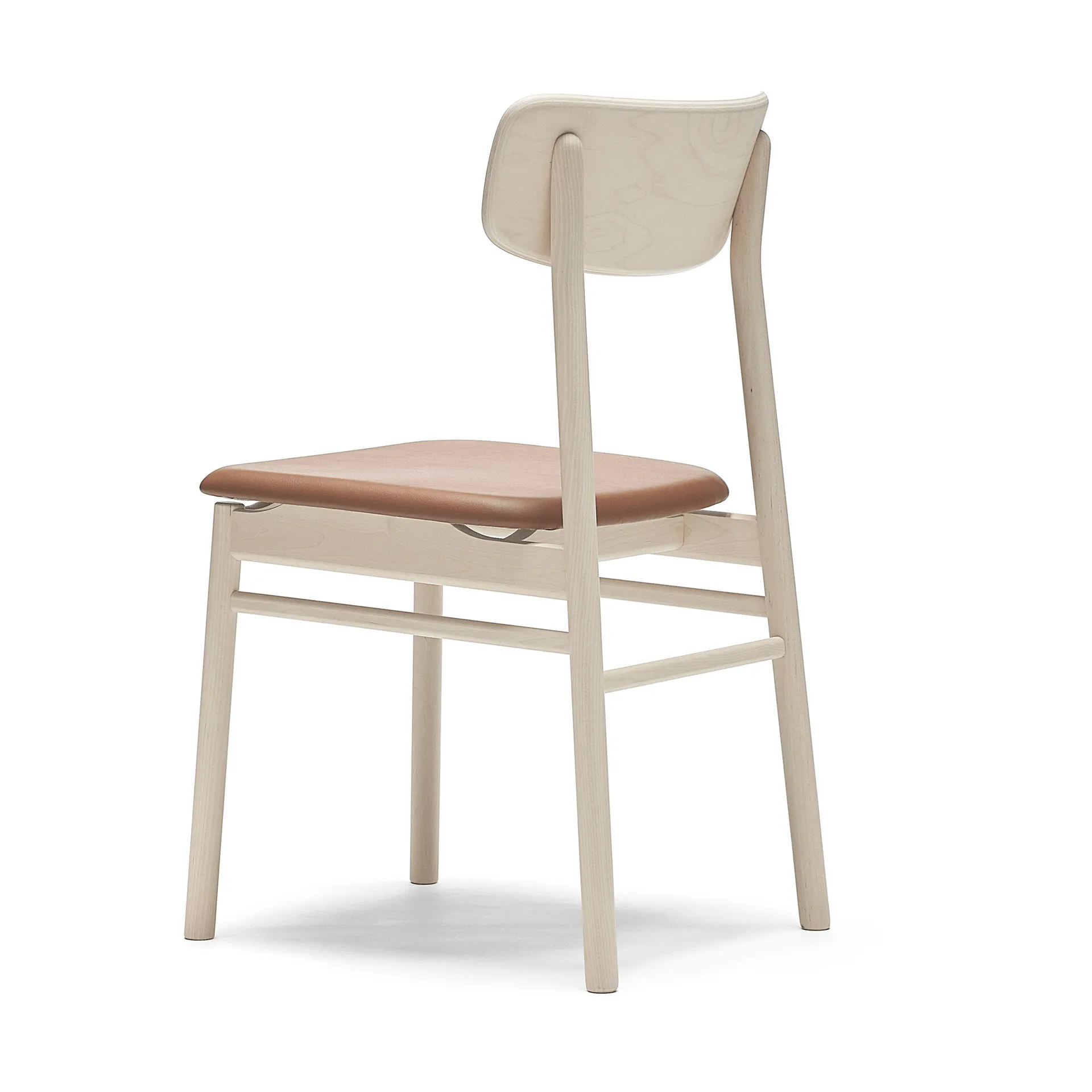 Prima Vista chair, Elmosoft leather 43807 cognac-birch light matte finish Stolab