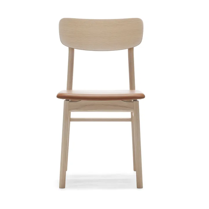 Prima Vista chair light matte lacquered oak - Leather Elmosoft 43807 cognac - Stolab