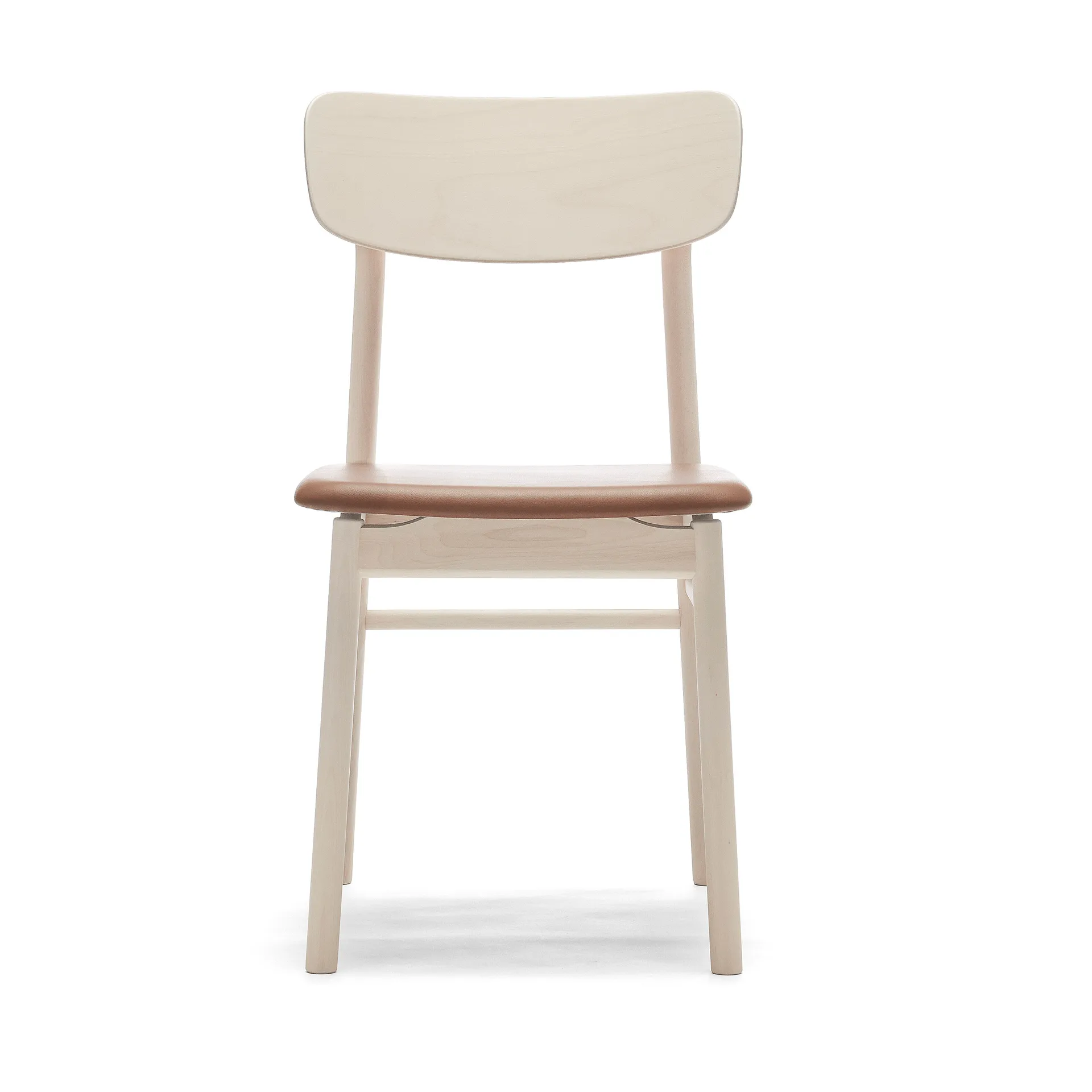 Prima Vista chair white-oiled birch, Leather Elmosoft 43807 cognac Stolab