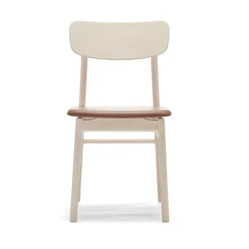 Prima Vista chair white-oiled birch - Leather Elmosoft 43807 cognac - Stolab