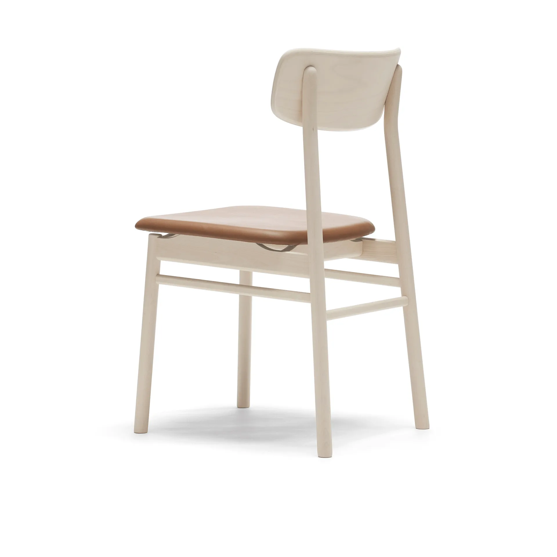 Prima Vista chair white-oiled birch, Leather Elmosoft 43807 cognac Stolab