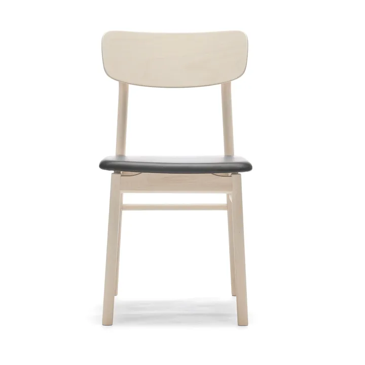 Prima Vista chair white-oiled birch - Leather Elmosoft 99001 black - Stolab
