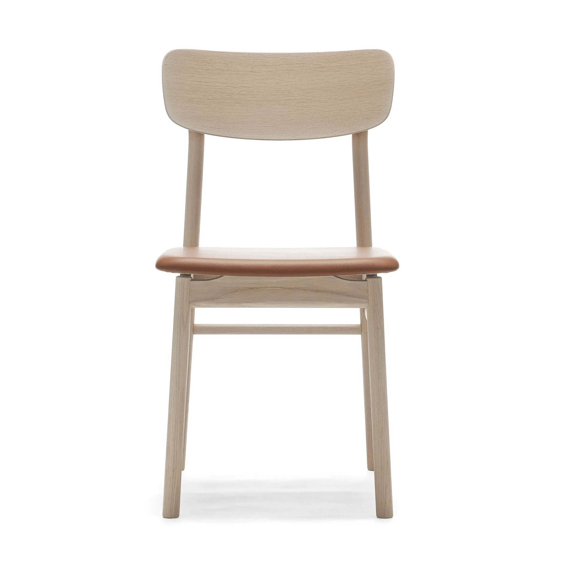 Prima Vista chair white-oiled oak, Leather Elmosoft 43807 cognac Stolab