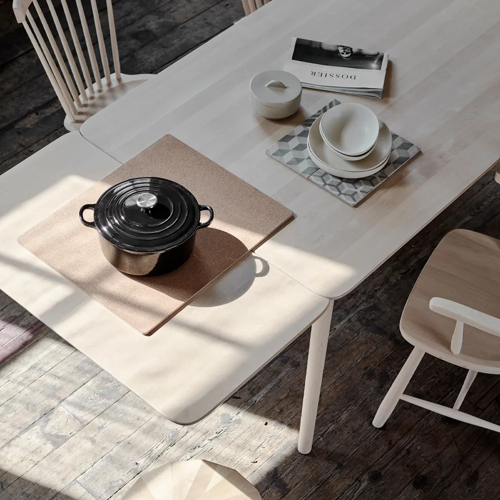 Prima Vista dining table, Birch light matt lacquer. 120cm. 1 insert Stolab