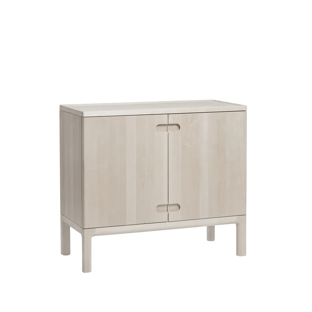 Prio cabinet low, Birch white oiled. wooden door Stolab