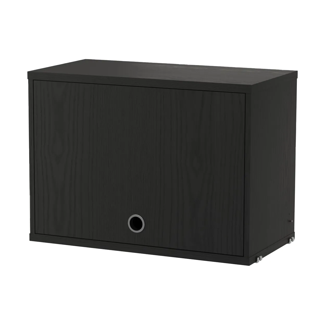 String cabinet with flip door, Black stained ash, 58x30 cm String