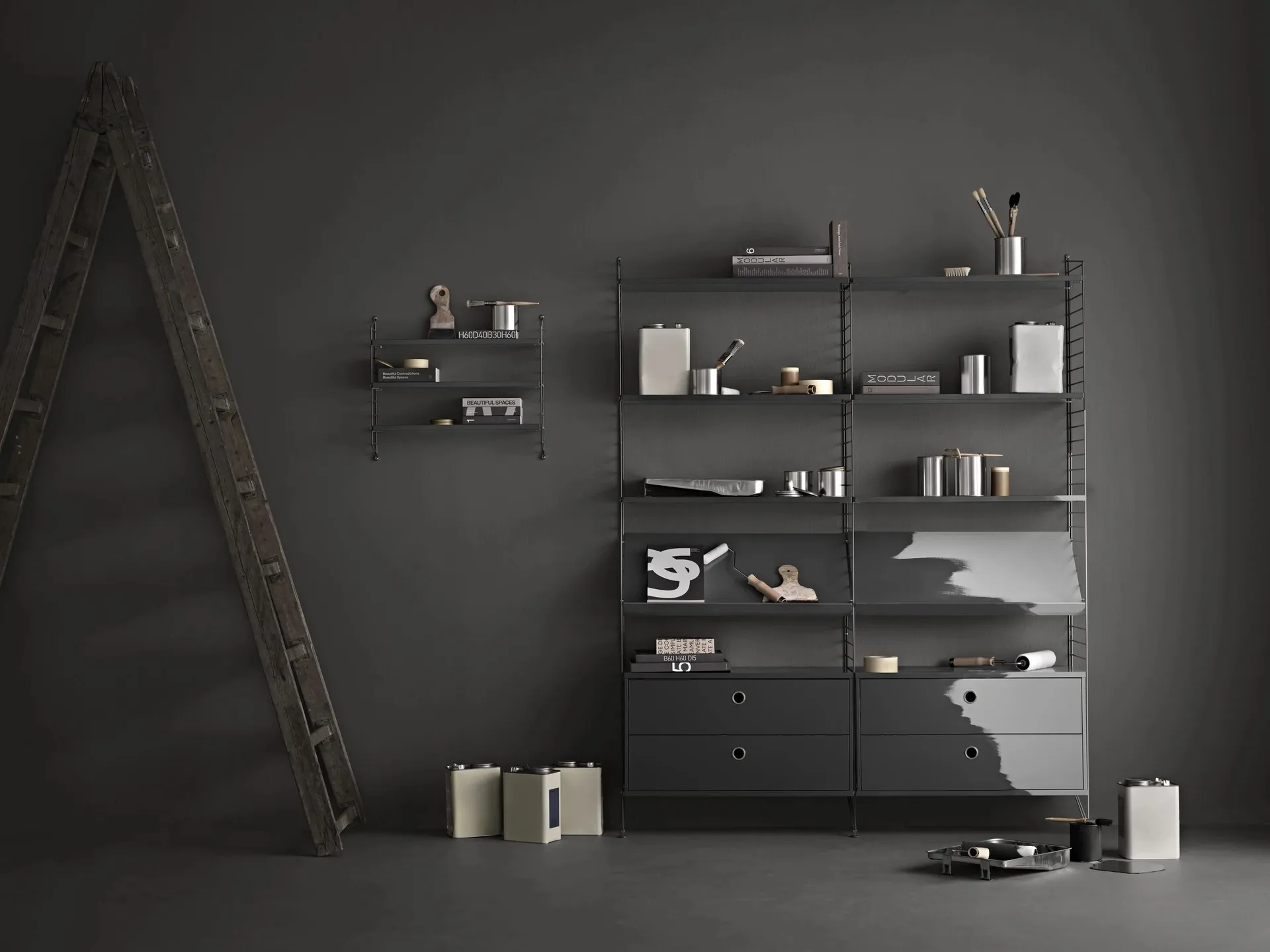 String wall panels, Dark grey, 50x20 cm, 1-pack String